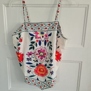 Floral Tank Top Sz Medium NWOT New Without Tags Purple Blue Green Pink Orange Re